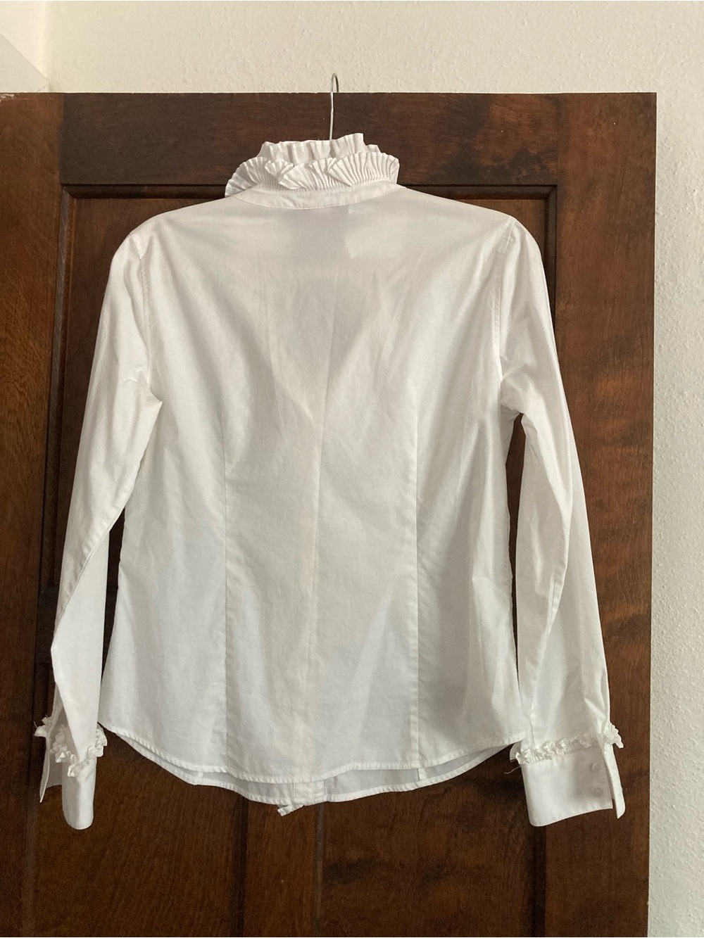 Talbots White Ruffled Front Button-Down Blouse - Picture 2 of 11